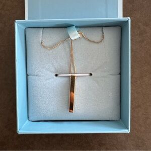 NEW Theo Grace gold plated 3D bar necklace